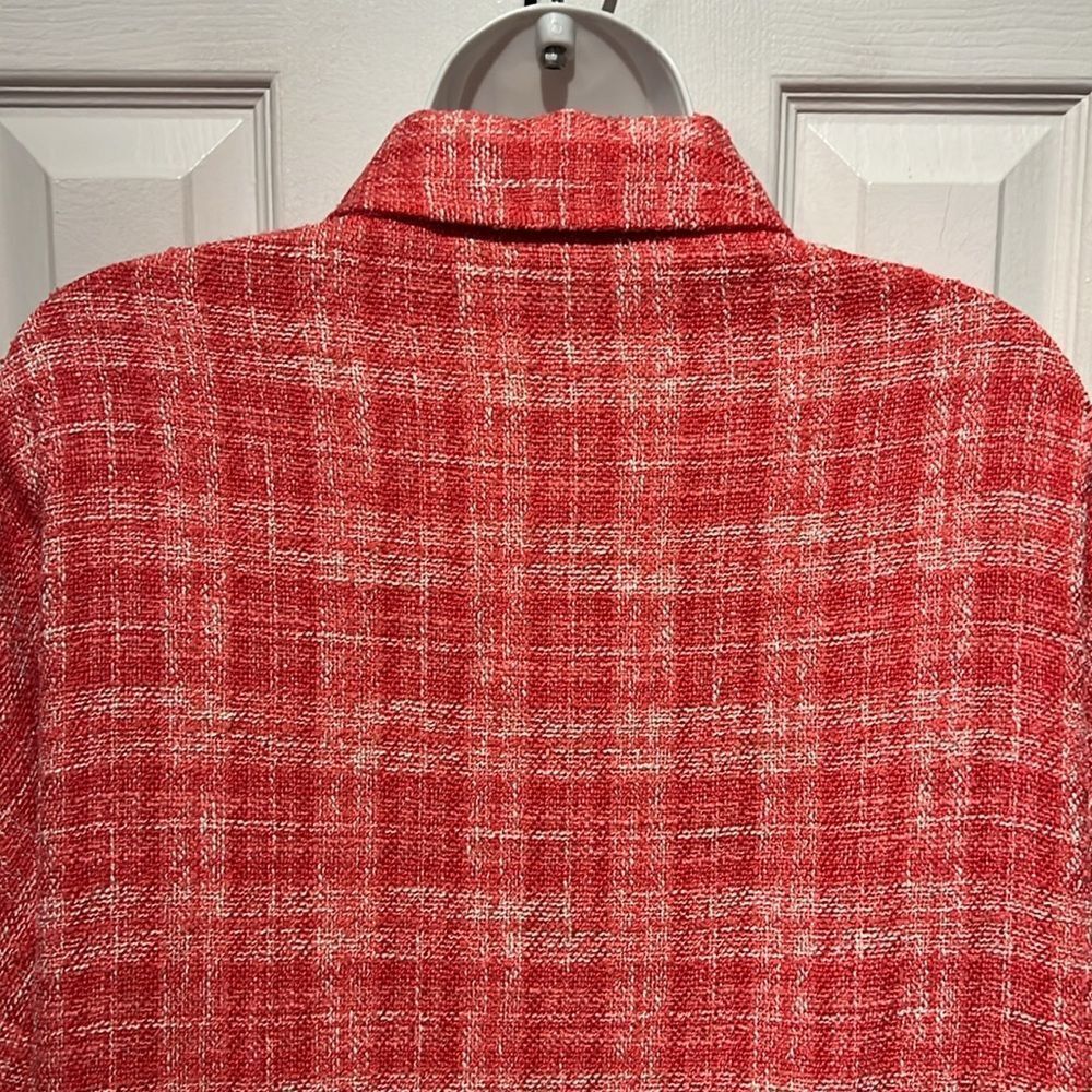Zara Pink/White Tweed Woven Shirt Shacket Size S - Picture 8 of 12